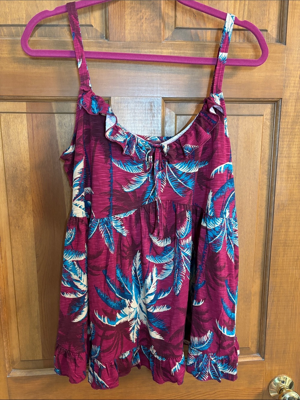 Torrid babydoll super soft slub top size 2 in vivid palm tree print NWT